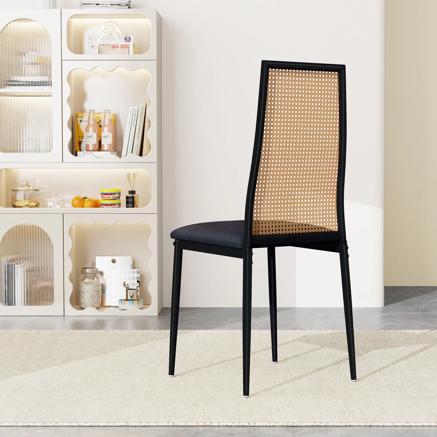 Eetkamerstoelen - Set van 2 - Zwart & Natuurlijk Hout