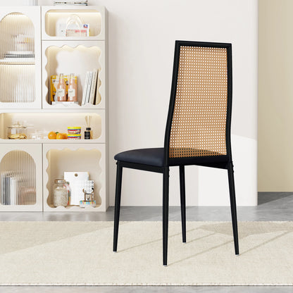 Eetkamerstoelen - Set van 2 - Zwart & Natuurlijk Hout