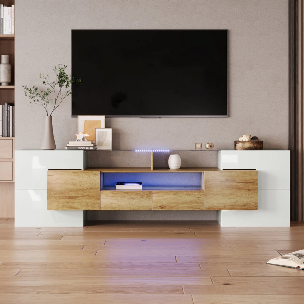 Witte TV-Eenheid - 200 cm - LED-verlichting
