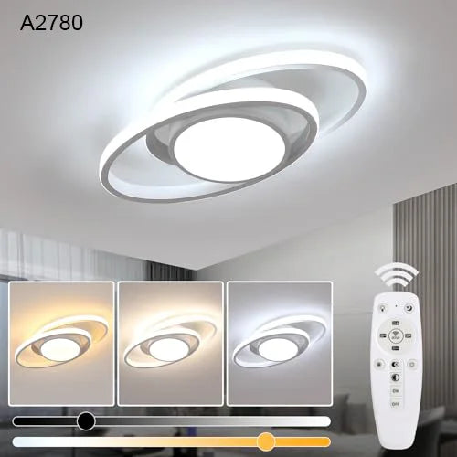 Dimmable LED Ceiling Light, 40W LED Ceiling Lamp 3000K/4500K/6500K,Chandelier White with Remote Control for Bedroom