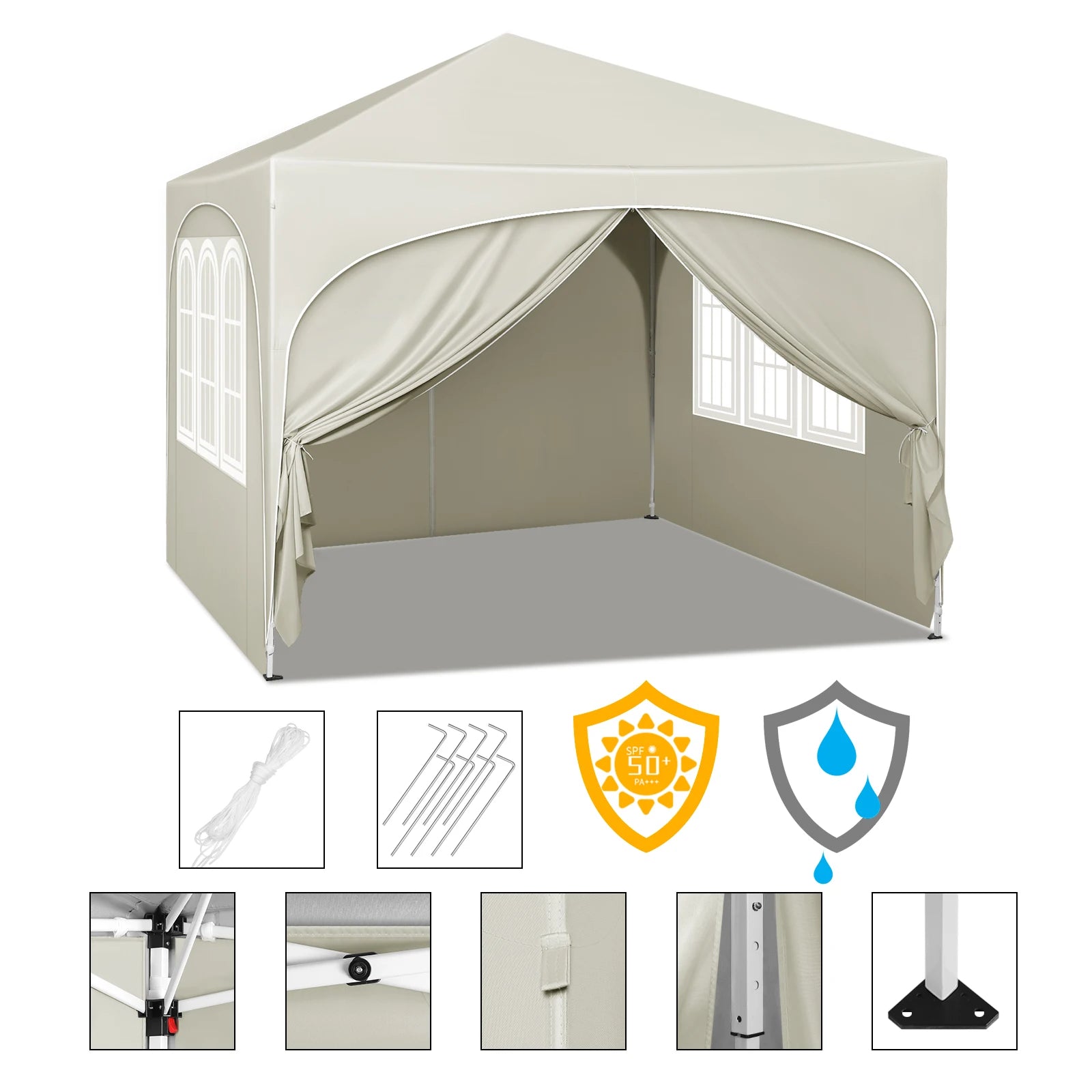 Opvouwbare Partytent 3x3m met Zijwanden – Waterafstotend en UV-Bescherming