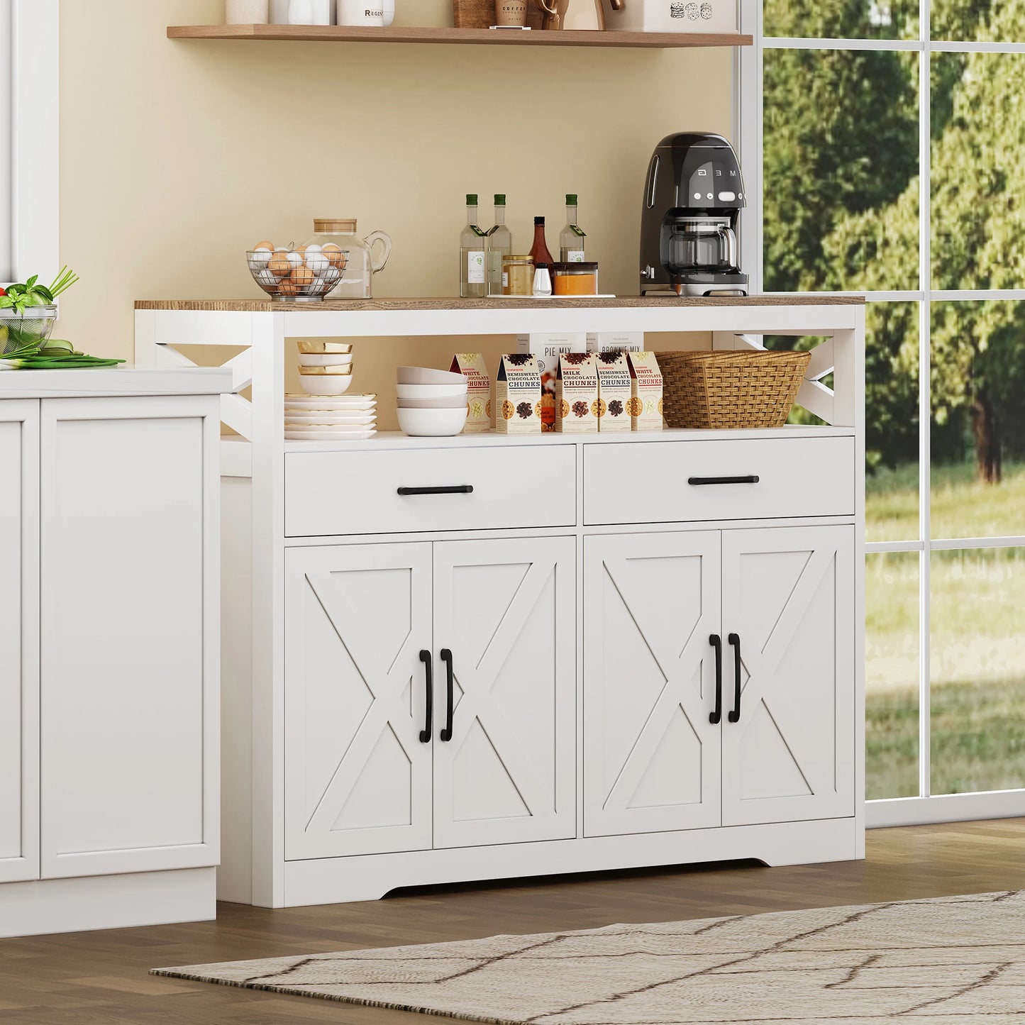 Dressoir - 2 Lades & 2 Deuren - Wit - Opbergruimte