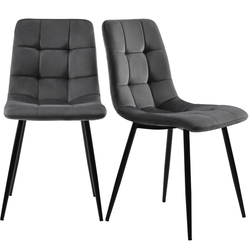 Eetkamerstoelen - Set van 4 - Microvezel - Donkergrijs
