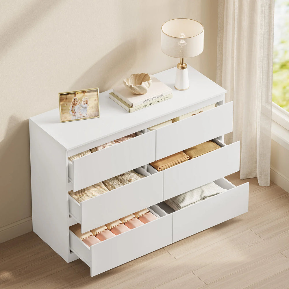 Ladekast met 6 Lades 100 x 69 x 36 cm – Witte Opbergkast voor Slaapkamer, Woonkamer, Hal en Kantoor