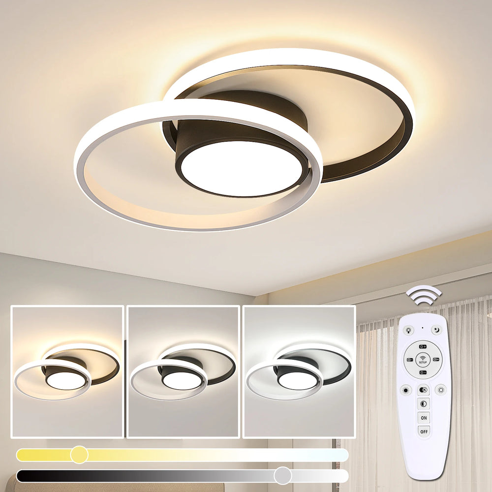 Dimmable LED Ceiling Light, 40W LED Ceiling Lamp 3000K/4500K/6500K,Chandelier White with Remote Control for Bedroom