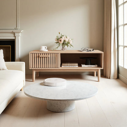 Houten Salontafel - 100 x 50 x 45 cm - Natuurlijke Houtafwerking, Opberglade & Modern Design