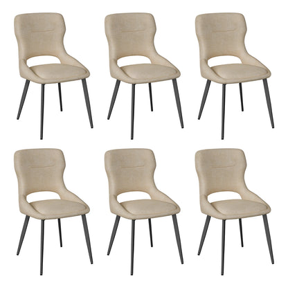 WOLTU 6PCS/SET Kitchen Chairs Dining Chairs Hollow High Back Dining Chair Chenille Upholstered Seat Metal Legs for Living Room