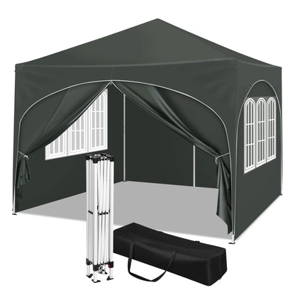 WOLTU 3x3m Folding Gazebo with 4 Side Walls Height-Adjustable Party Tent Water-Repellent UV Protection for Garden Camping Picnic