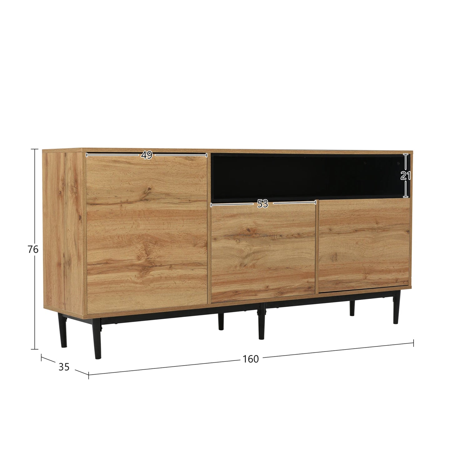 TV-meubel - 160x35x76cm - Lichtbruin