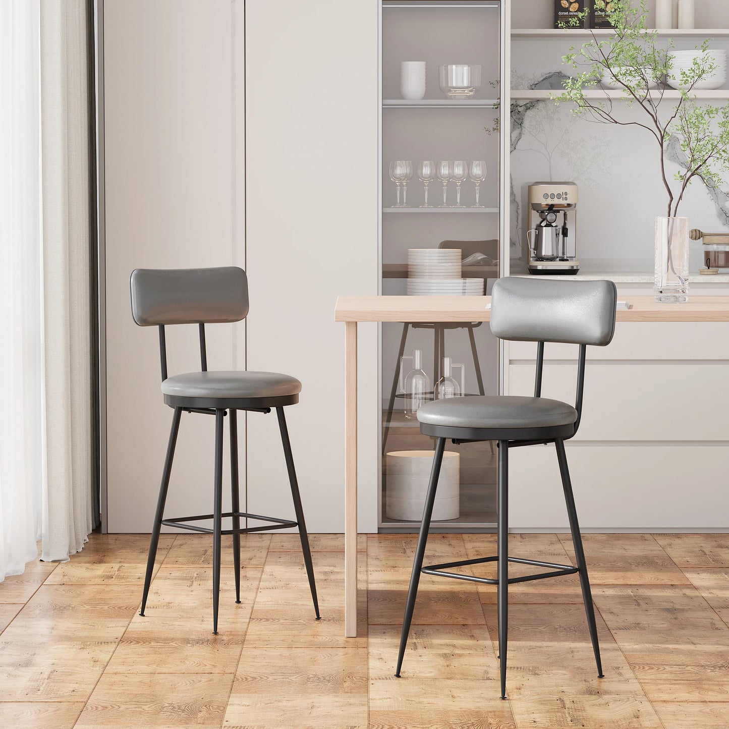 Kunstleren Barstoelen - 2 stuks - Donkergrijs
