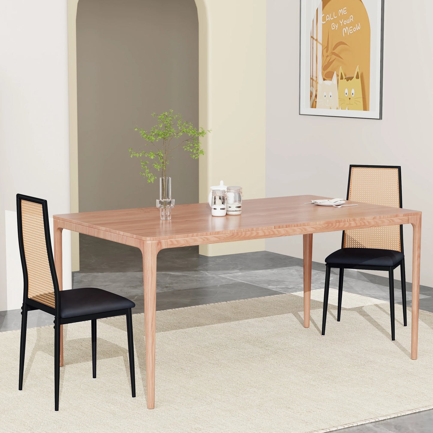 Eetkamerstoelen - Set van 2 - Zwart & Natuurlijk Hout