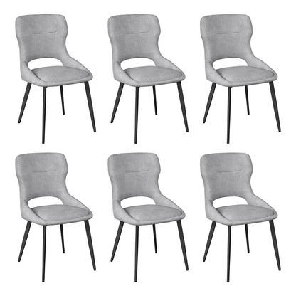 WOLTU 6PCS/SET Kitchen Chairs Dining Chairs Hollow High Back Dining Chair Chenille Upholstered Seat Metal Legs for Living Room