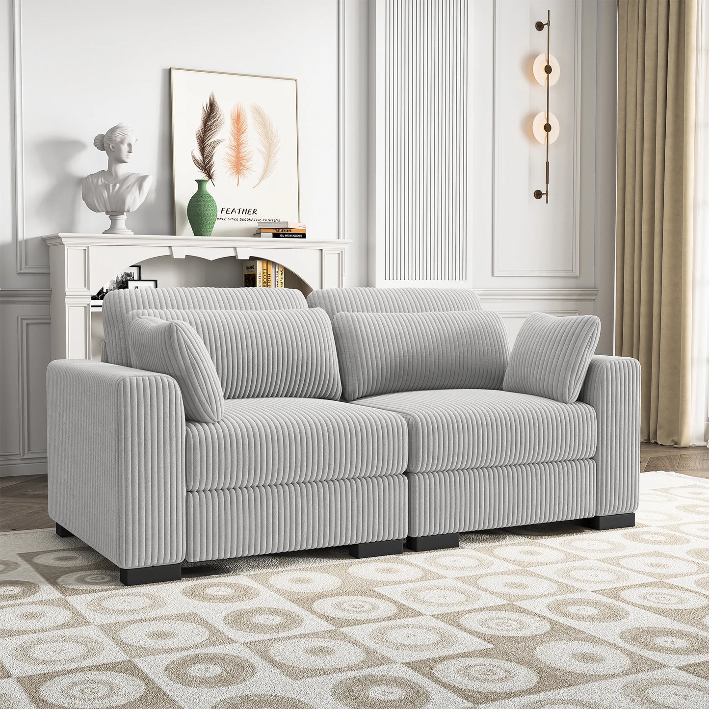 2-Zits Corduroy Bank - Grijs