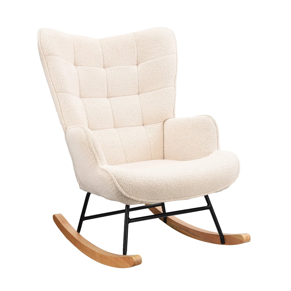 Schommelstoel - Stoffen Bekleding - Beige - Comfortabele Rugleuning