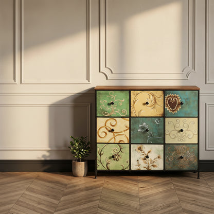 Dressoir Vintage look - 9 Laden - Hout - Metaal