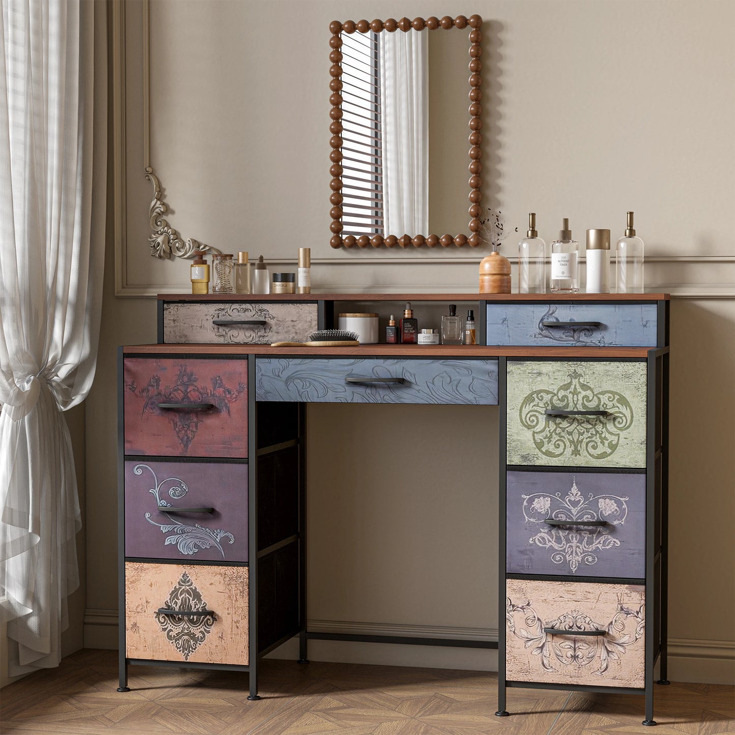 Houten Bohemian-Stijl Kast - 4 lades - 53x10x60cm, Wit