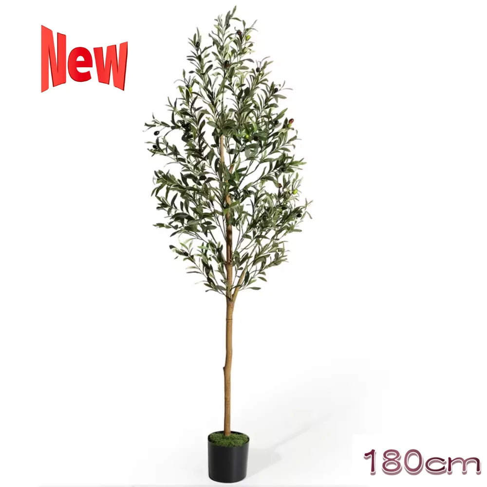 HAUSPROFI Artificial Olive Tree 120/150/180cm-Artificial Plants With Wood Trunk for Living Room Office Decor, Spring Decoration