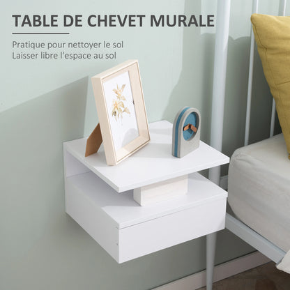 HOMCOM set of 2 Wall bedside table tables, hanging night tables with sliding drawer, open compartment, tray, style