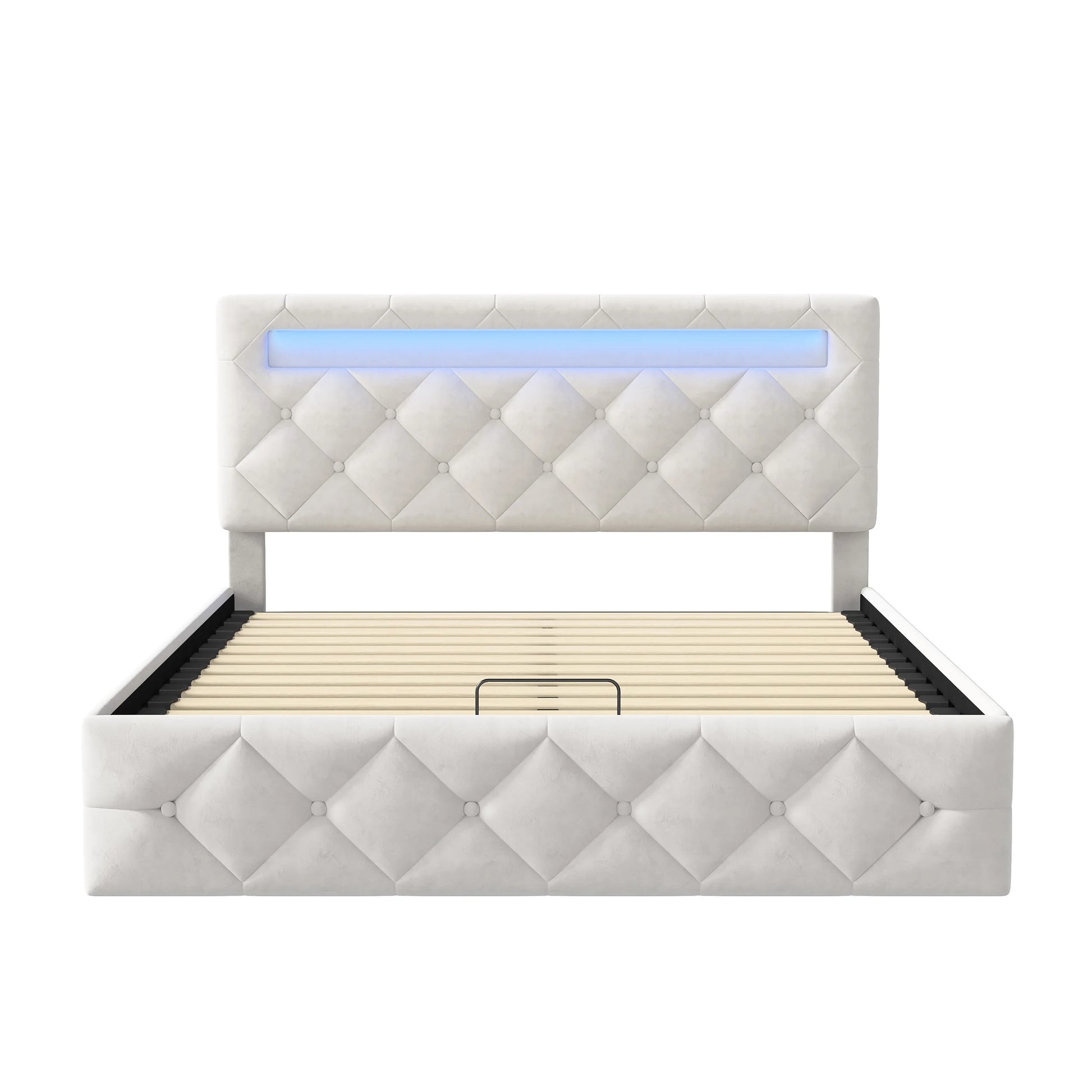 Gestoffeerd Bedframe met LED-verlichting & Opbergruimte - Hydraulisch, 140 × 200 cm of 160 × 200 cm
