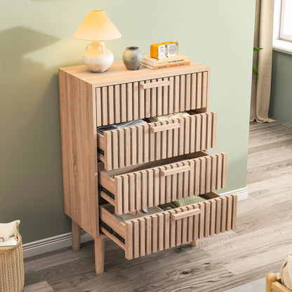 Houten Ladekast - 4 of 6 Laden - Houtlook of Walnoot, 60 × 34 × 91 cm / 100 × 34 × 73 cm