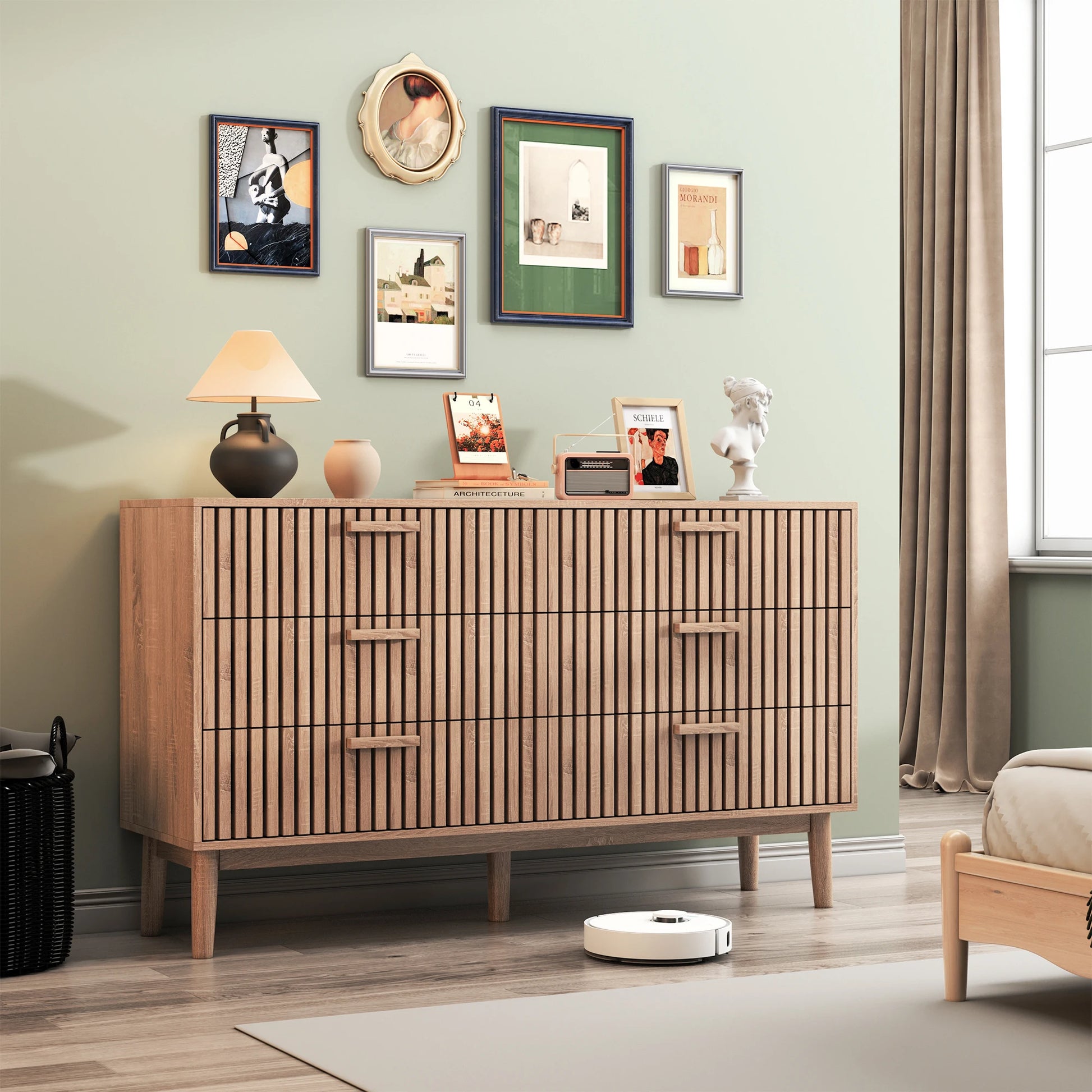 Houten Ladekast - 4 of 6 Laden - Houtlook of Walnoot, 60 × 34 × 91 cm / 100 × 34 × 73 cm