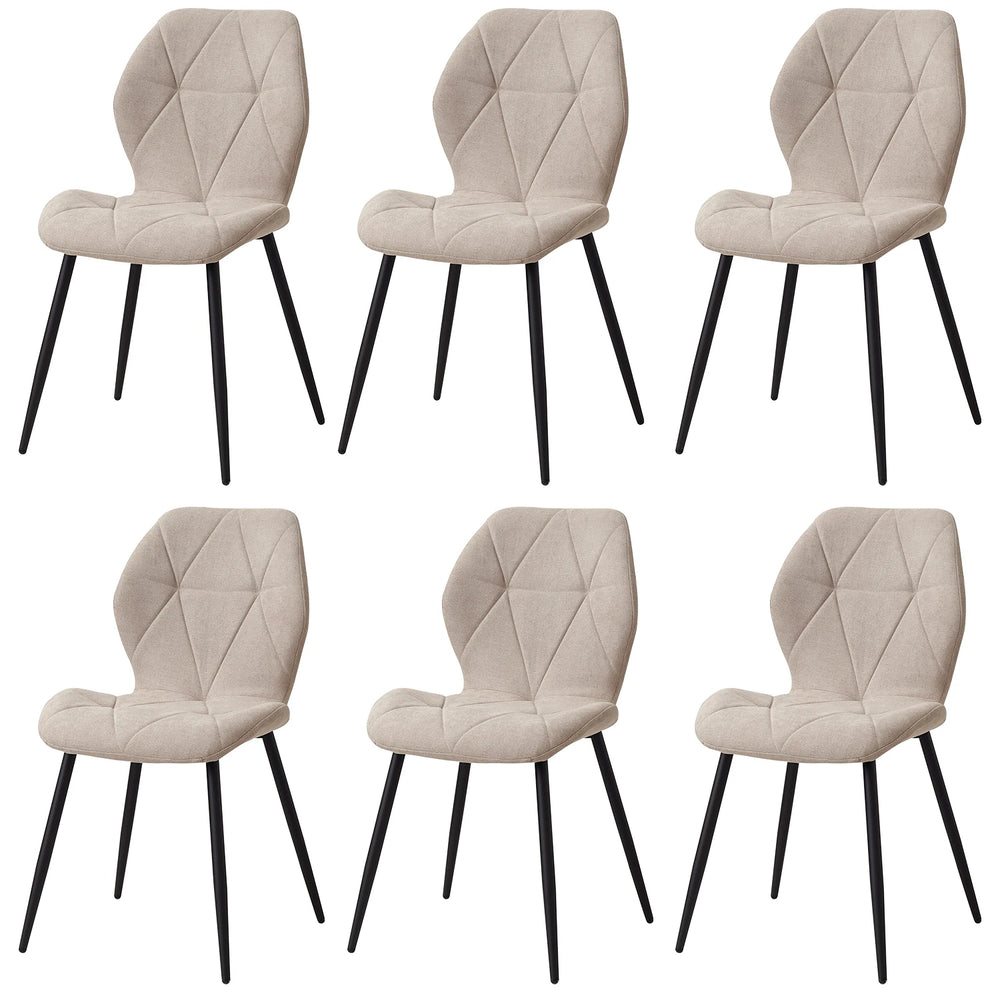 EGOONM Set of 2/4/6 Dining Chairs Upholstered Padded Linen Fabric Kitchen Chairs Metal Legs for Balcony Restaurant Dining Room