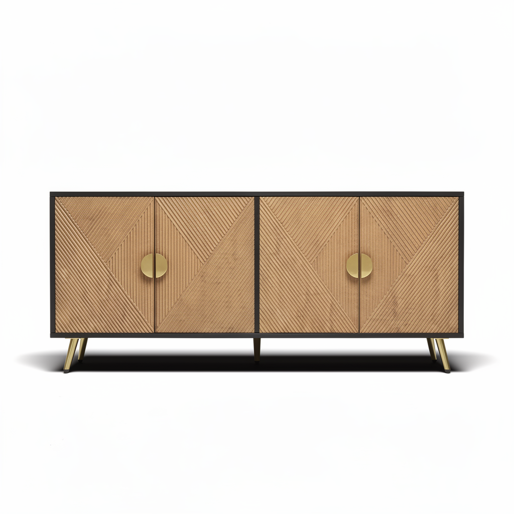 Dressoir - 4 Deuren - Gouden Handgrepen - Glanzende Poten - Luxe afwerking