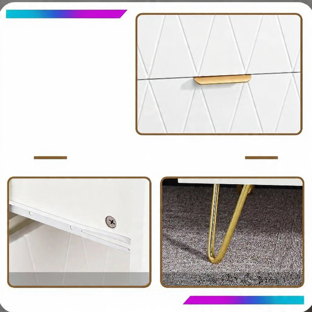 Houten Ladekast - 4 Laden - Witte Houtlook, 60 × 34 × 90 cm